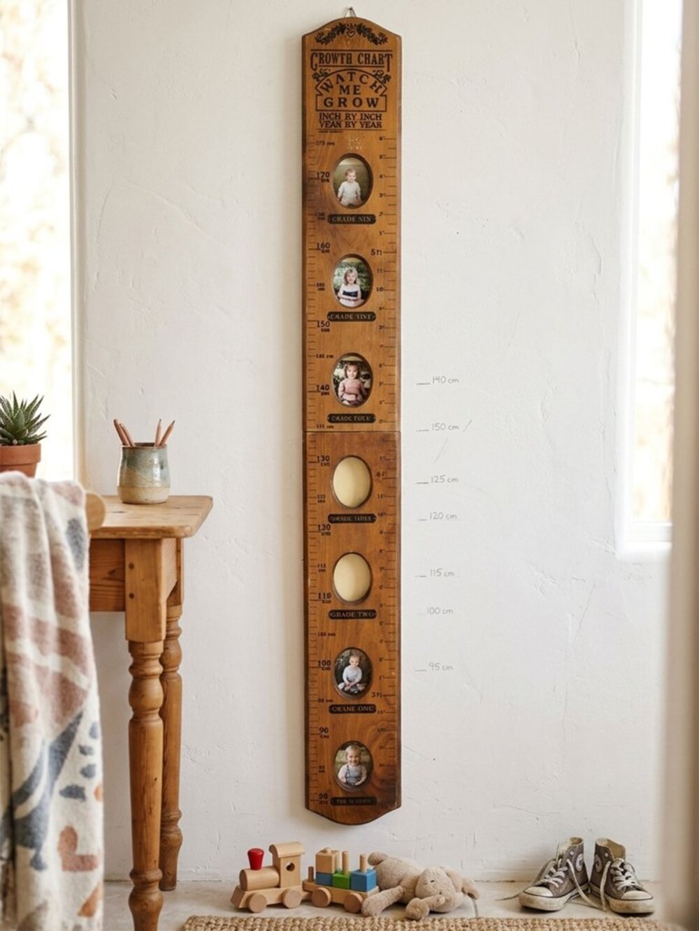 Vintage North Columbia Watch Me Grow Wooden Growth Chart Ruler Picture Frames